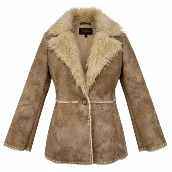 Guess Jackets & Blazers - Guess Genuine Suede Penny Lane Shaggy Afghan Coat SZ Sm